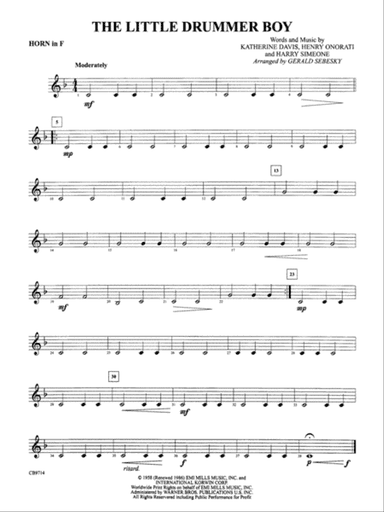 The Little Drummer Boy: 1st F Horn