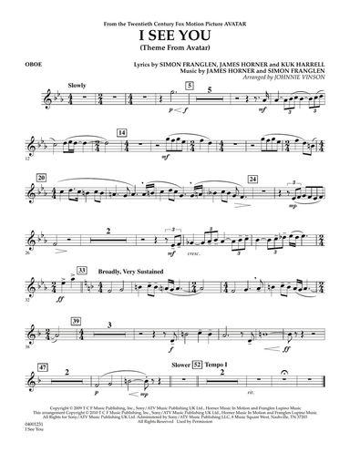 I See You (Theme from Avatar) - Oboe