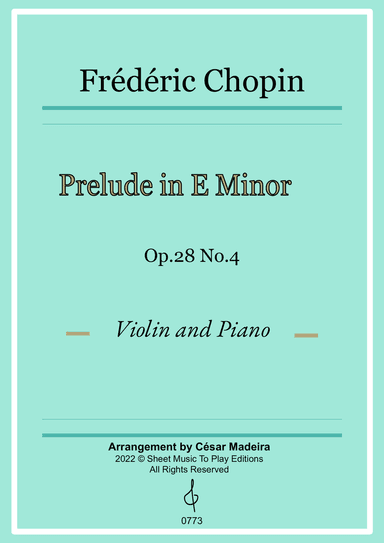 Prelude in E minor by Chopin - Violin and Piano (Full Score and Parts)