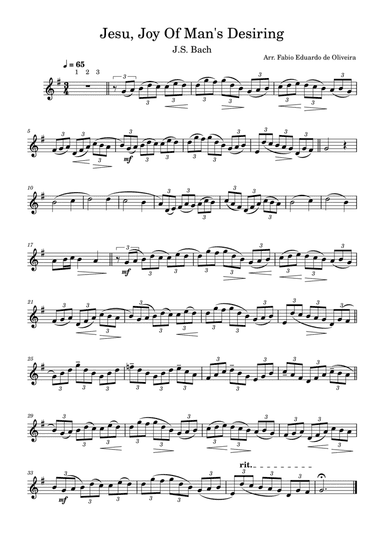 Jesu, Joy Of Men's Desiring (Bach) - Easy Arrangement