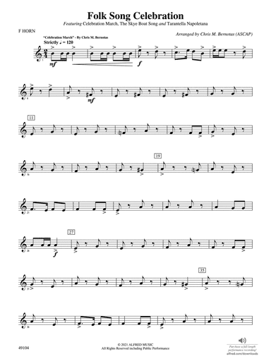 Folk Song Celebration: 1st F Horn