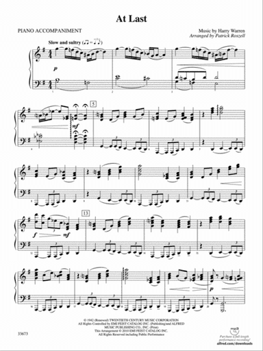 At Last: Piano Accompaniment