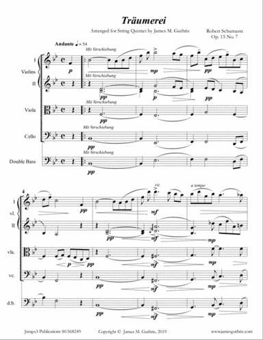 Schumann: Träumerei Op. 15 No. 7 for String Quintet
