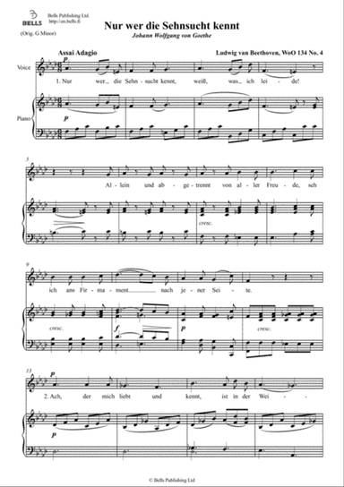 Nur wer die Sehnsucht kennt, WoO 134 No. 4 (F minor)