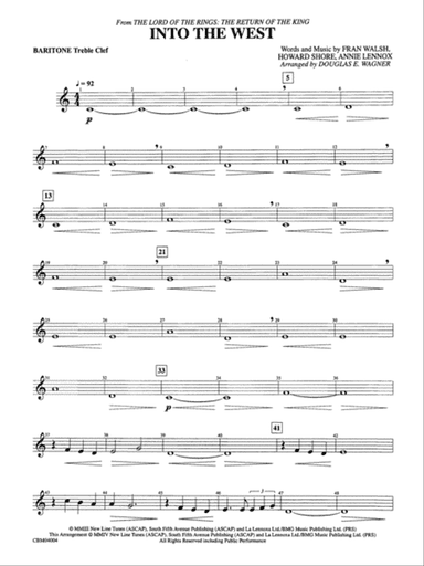 Into the West (from The Lord of the Rings: The Return of the King): Baritone T.C.