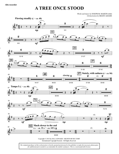 A Tree Once Stood - Alto Recorder