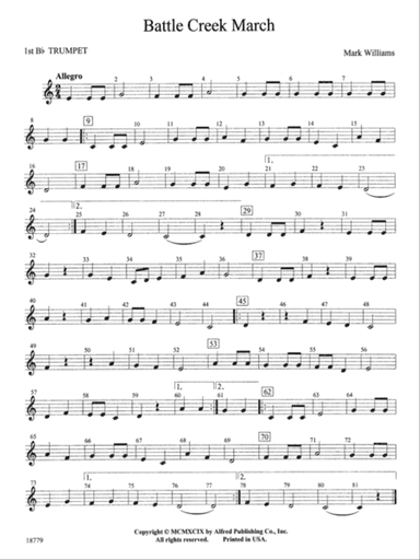 Battle Creek March: 1st B-flat Trumpet