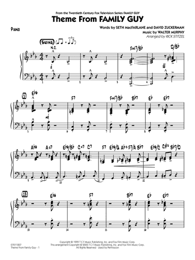 Theme from Family Guy (arr. Rick Stitzel) - Piano