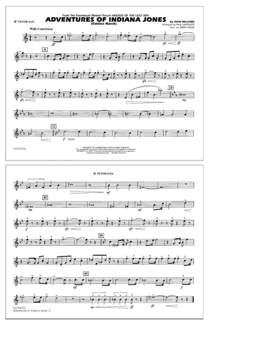 Adventures Of Indiana Jones (Raiders March) (arr. Paul Lavender) - Bb Tenor Sax