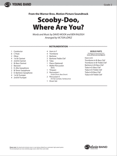 Scooby-Doo, Where Are You? (from Scooby-Doo): Score