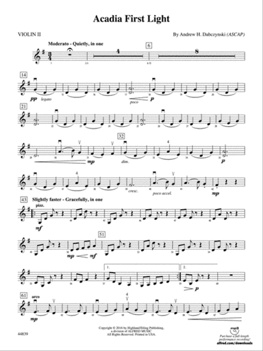 Acadia First Light: 2nd Violin