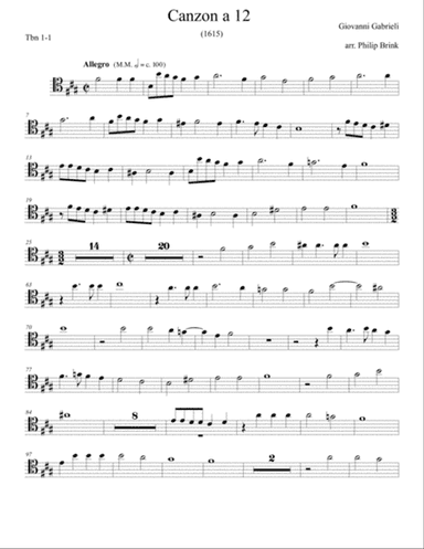 Canzon a 12 from 1615 by Giovanni Gabrieli, arranged for trombone choir by Philip Brink