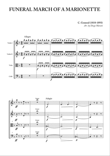 Funeral March of a Marionette for String Quartet