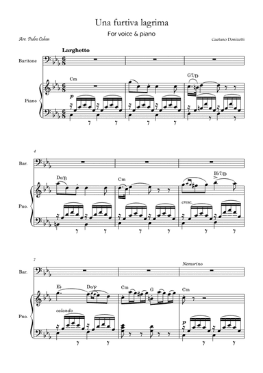 Una Furtiva Lagrima (Baritone in Cm)