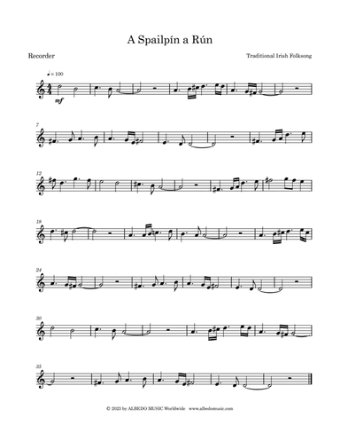 A Spailpin A Run for Recorder
