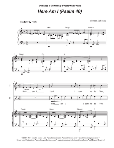 Here Am I (Psalm 40) (Duet for Tenor and Bass solo)