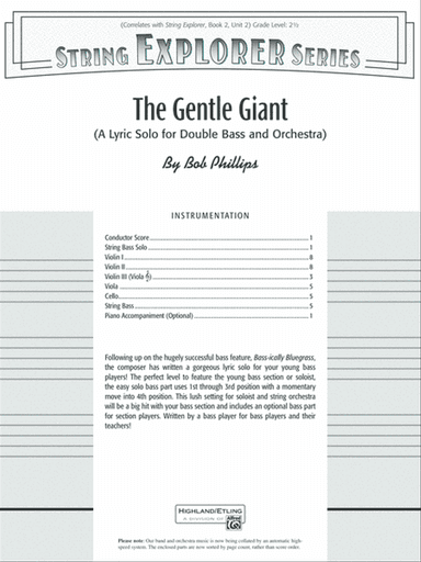 The Gentle Giant (A Lyric Solo for Double Bass and Orchestra): Score