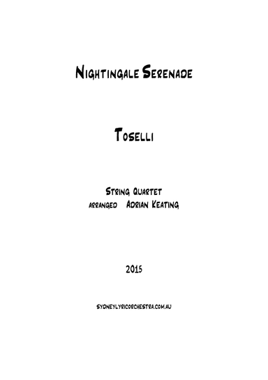 Nightingale Serenade - Toselli - String Quartet - intermediate to professional ensemble