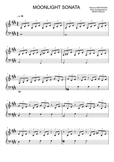 Beethoven - Moonlight Sonata (easy piano sheet)