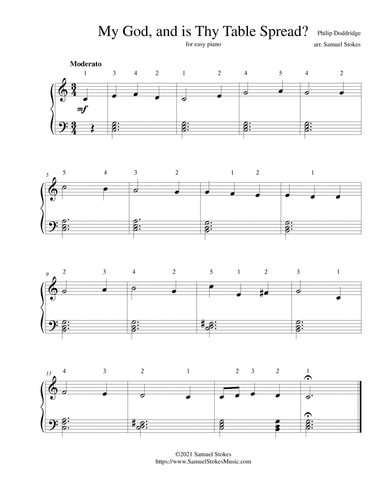 My God, and is Thy Table Spread? - for easy piano