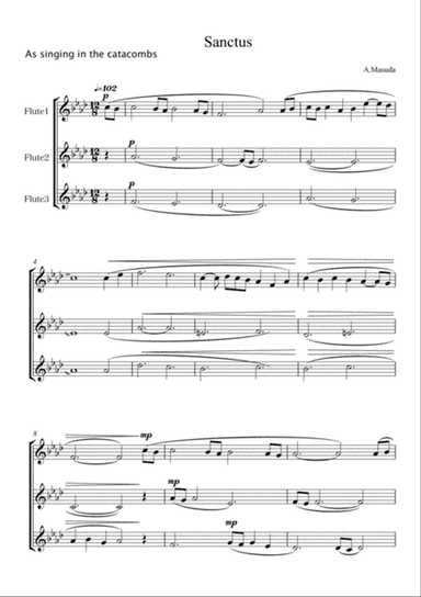 Mass song 'Sanctus' for three flutes