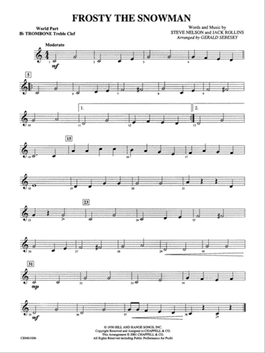 Frosty the Snowman: WP 1st B-flat Trombone T.C.