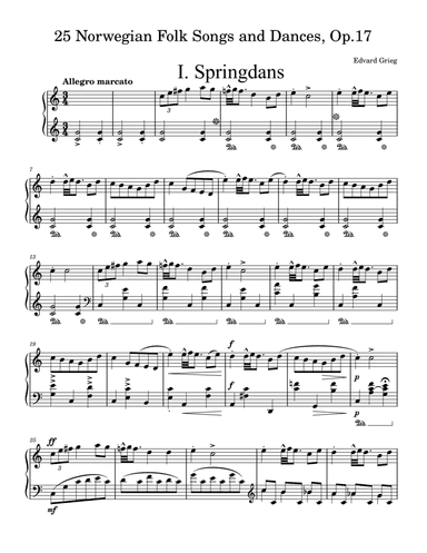 25 Norwegian Folksongs and Dances, Op. 17: I.Springdans