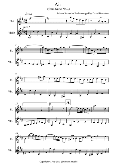 Air on a G String for Flute and Violin Duet