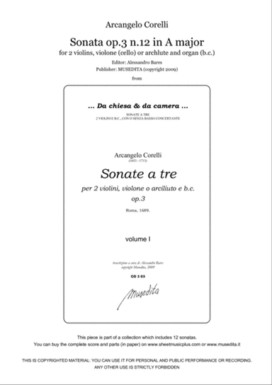 Corelli, Sonata op.3 n.12 in A major
