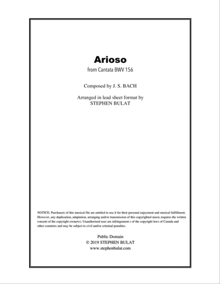 Arioso (Bach) - Lead sheet (key of A)