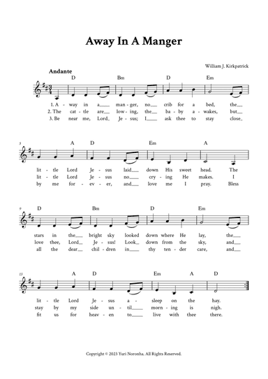 Away In A Manger - Lead Sheet (D Major)