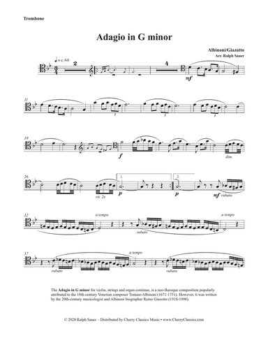 Adagio in G minor for Trombone and Piano (Organ)