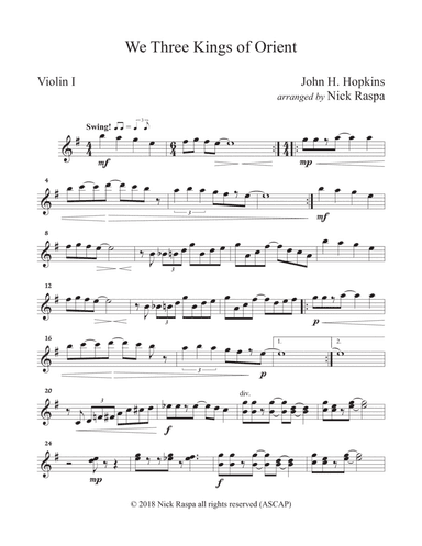 We Three Kings of Orient (String Orchestra) Violin I part