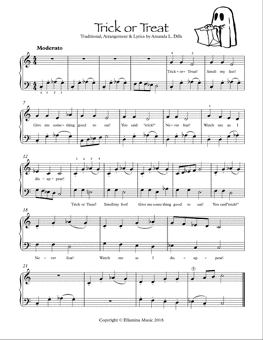 Trick or Treat (Halloween song - with updated lyrics - for Easy Piano)