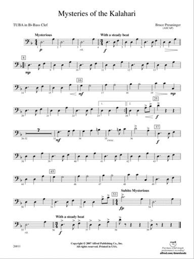 Mysteries of the Kalahari: (wp) B-flat Tuba B.C.