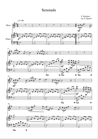 Serenade, Franz Schubert, For Oboe & Piano