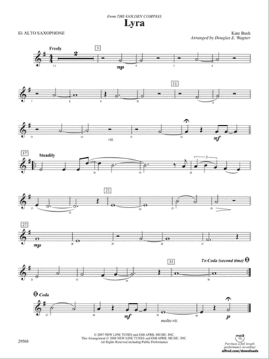 Lyra (from The Golden Compass): E-flat Alto Saxophone