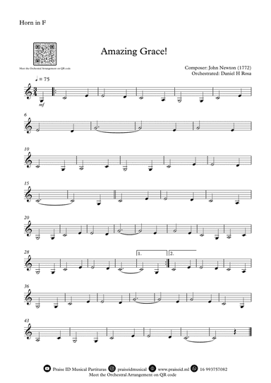 Amazing Grace How Sweet the sound - Easy French Horn