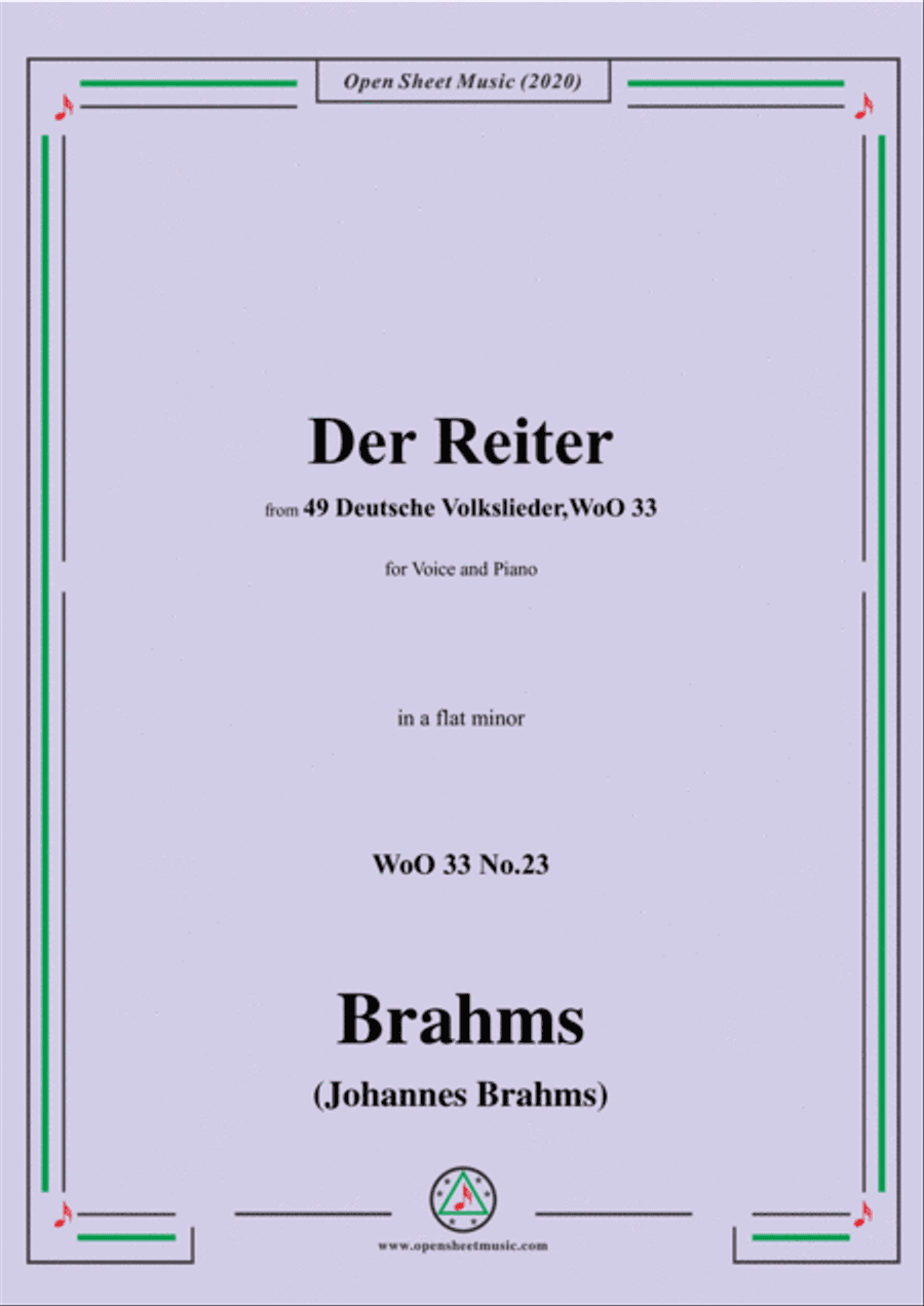 Brahms-Der Reiter,WoO 33 No.23,in a flat minor,for Voice and Piano