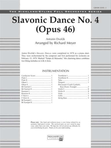 Slavonic Dance No. 4 (Op. 46): Score