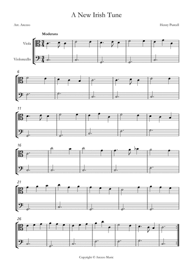 purcell z 646 a new irish tune Viola and Cello sheet music for beginners