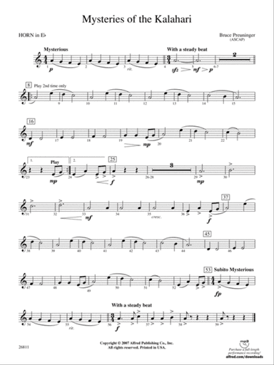 Mysteries of the Kalahari: (wp) 1st Horn in E-flat