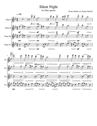 Silent Night for Flute Quartet