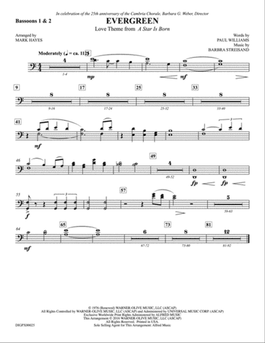 Evergreen (Love Theme from A Star Is Born): Bassoon 1 & 2