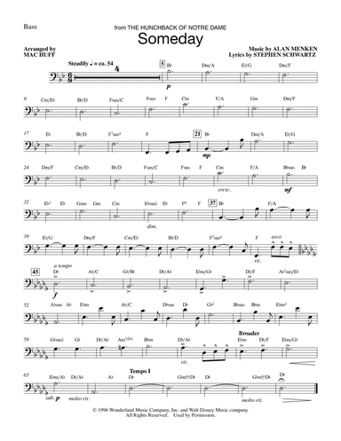 Someday (from The Hunchback Of Notre Dame) (arr. Mac Huff) - String Bass/Opt. Electric Bass