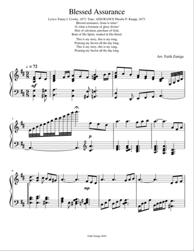 Blessed Assurance for Advanced Solo Piano