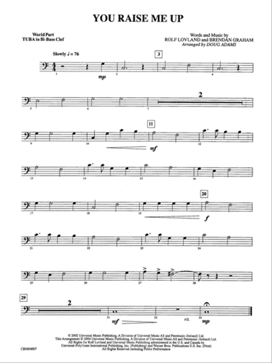 You Raise Me Up: WP B-flat Tuba B.C.