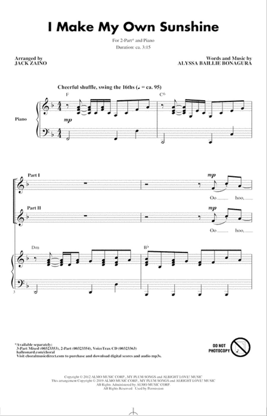 I Make My Own Sunshine (arr. Jack Zaino)