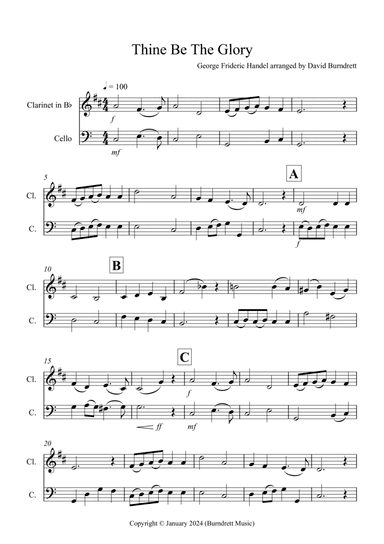 Thine Be The Glory for Clarinet and Cello Duet