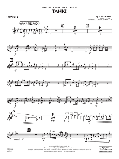 Tank! (from Cowboy Bebop) (arr. Paul Murtha) - Trumpet 2